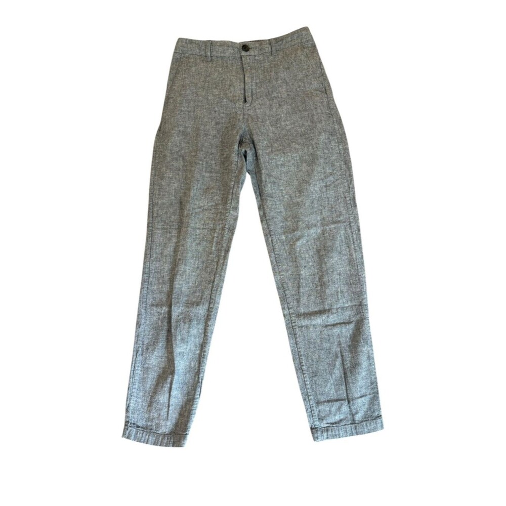 Uniqlo Linen Cotton Blend Tapered Trouser Pants Gray Womens Size XS